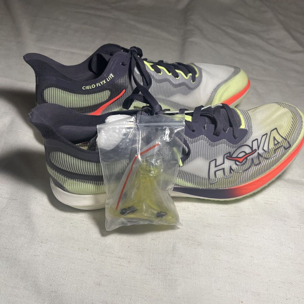Hoka Cielo FlyX Lite Track Spikes Squid Ink Neon Yuzu 1175931 Size 12 NWOB